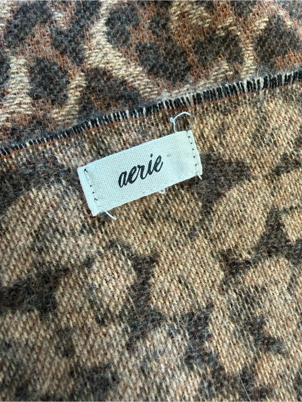 Aerie Leopard Print Brown & Black Lightweight Scarf  21” x 73”
